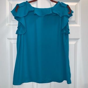 WORTHINGTON Blouse Boat Neck Ruffle Career Top